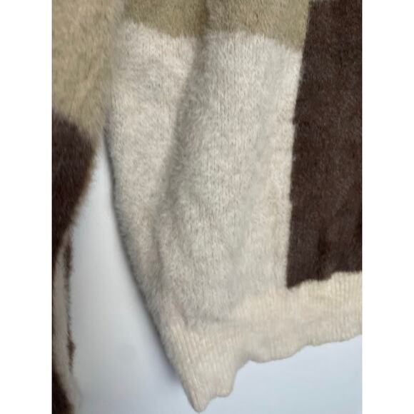 Michelle Nicole Wool Sweater Brown Turtleneck Fall Pullover Geometric Retro Sz M - Picture 11 of 14
